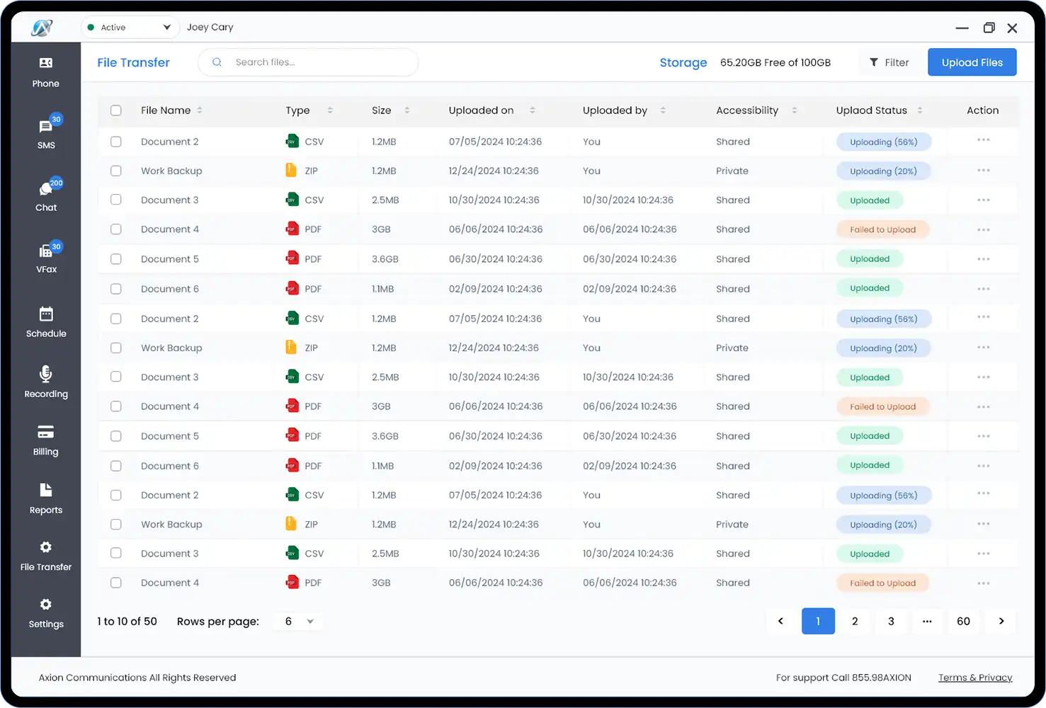 Home 8 File Transfer feature screenshot
