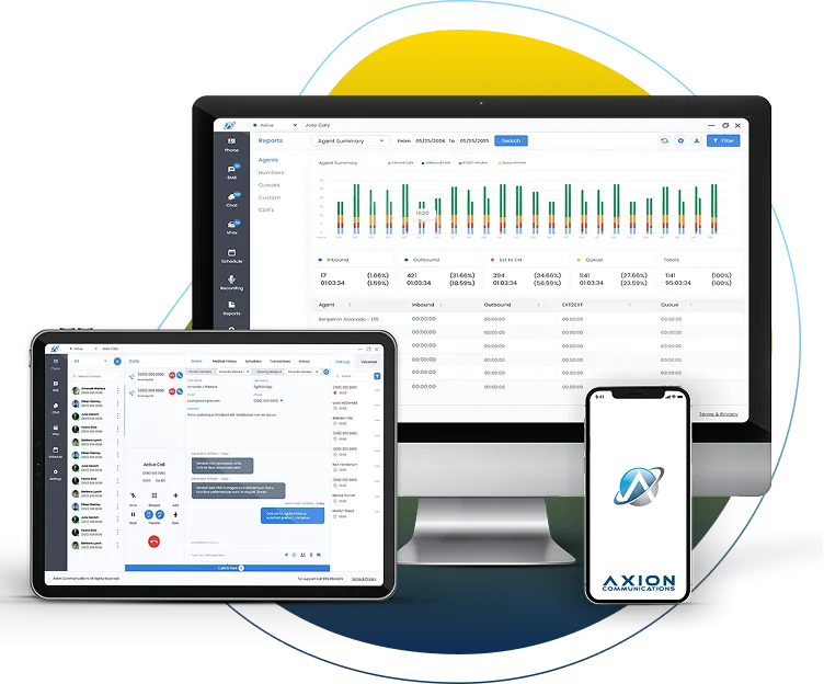 Axion dashboard on desktop, tablet and mobile