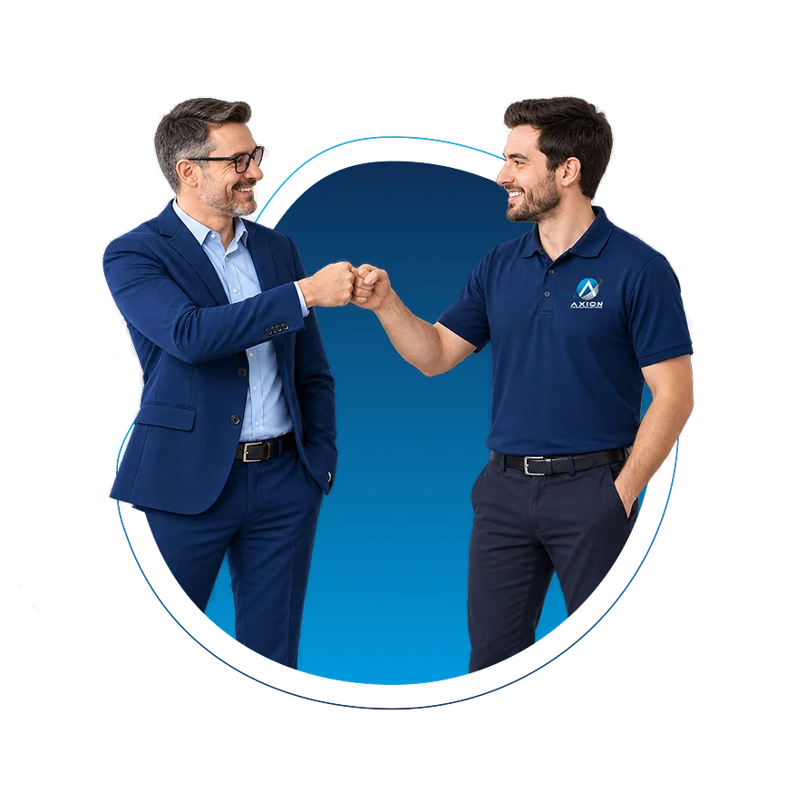 Axion team member greeting a client